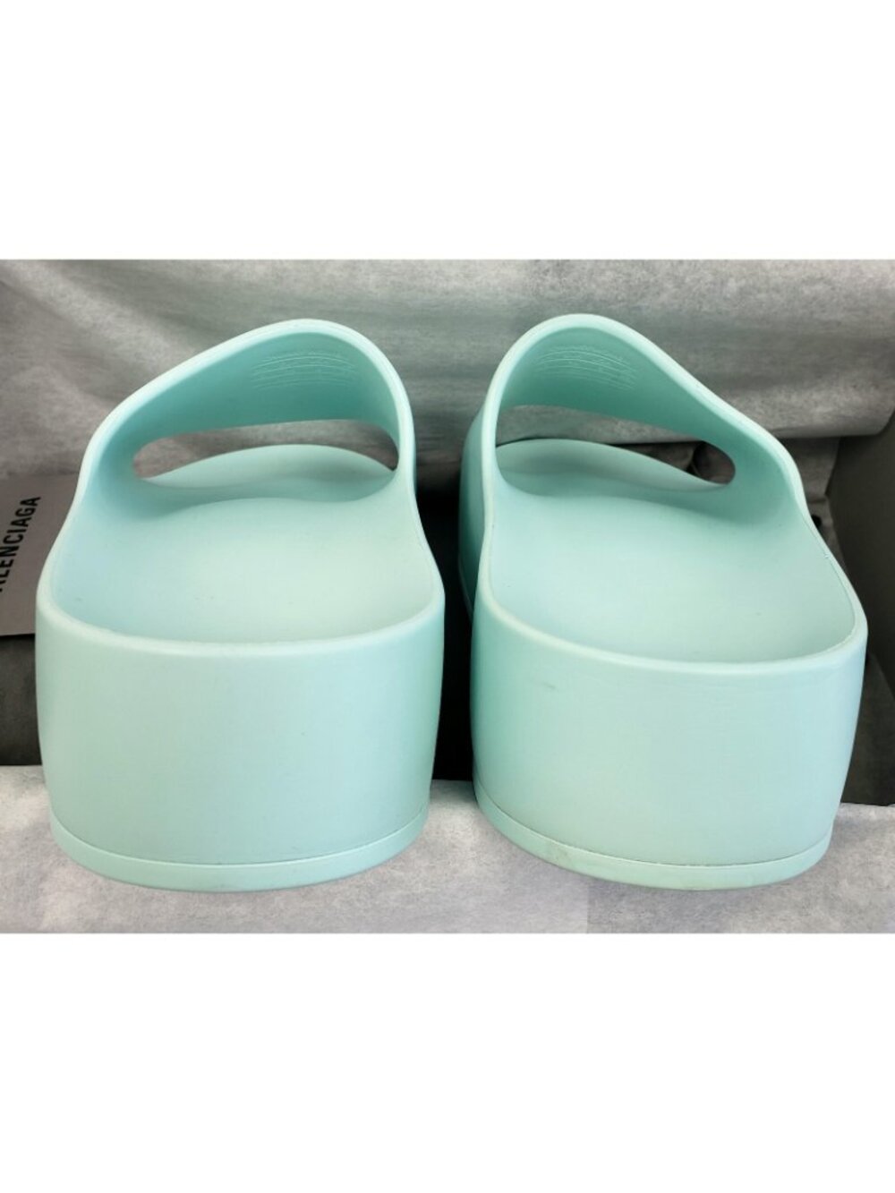 Balenciaga Chunky Slide Womens Rubber Platform Sandals Green Aqua Size 36 / US 6 - Picture 3 of 6